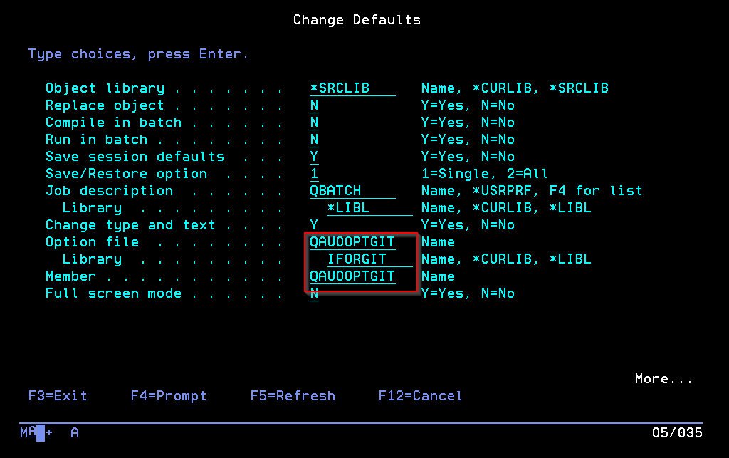 Change User Defined Options File for Testing