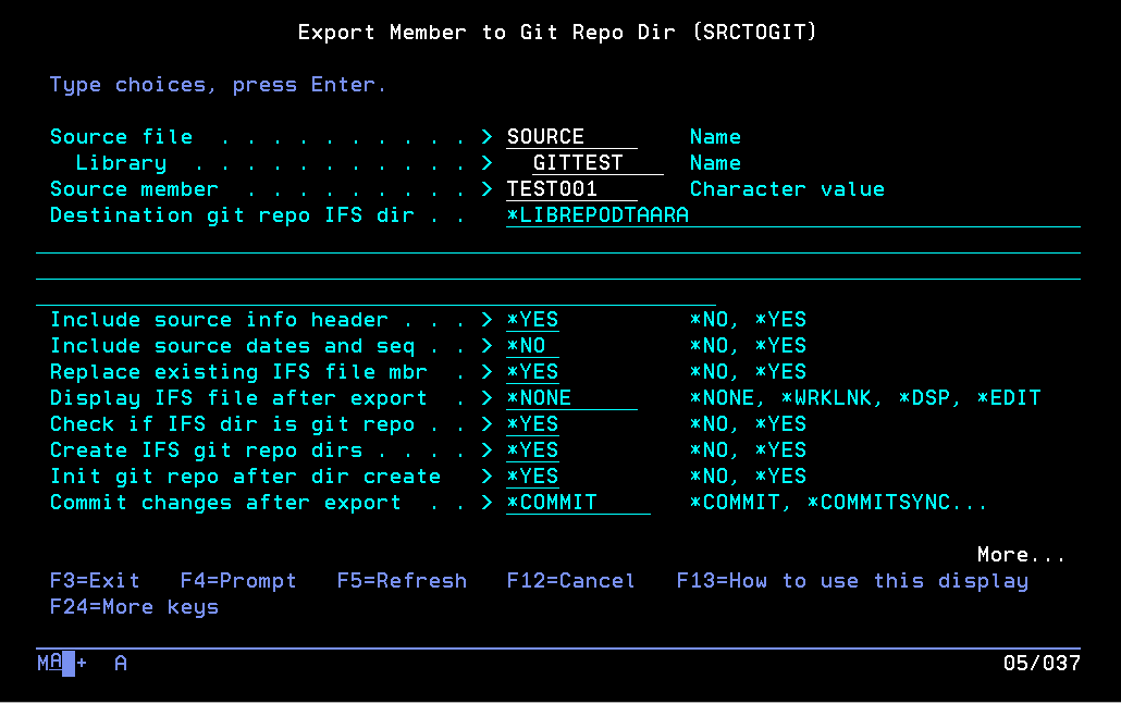 Export Source Member to Git Repository and Commit